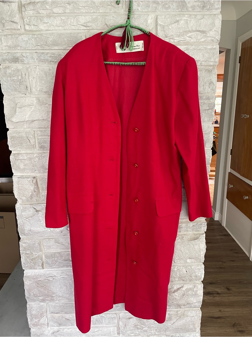 Vintage 1970s 1980s Christian Dior Women's Red Long Sleeve Robes Du Soir Size 14